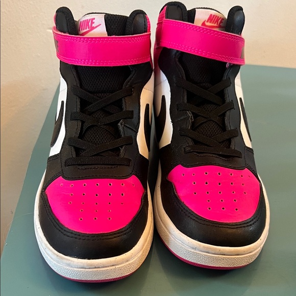 Nike Kids Court Borough Mid Sneakers - Pink, Black, and White - Picture 5 of 7